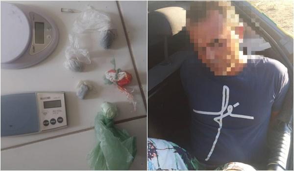 Com o acusado foram apreendidos drogas