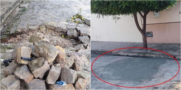 Local do vazamento antes e depois de a reportagem cobrar providências à concessionária
