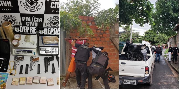 Motos, dinheiro, armas, balanças de precisão e drogas estão entre objetos apreendidos