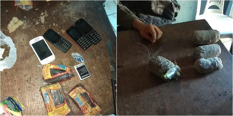 Foram encontrados fumo, oito celulares e drogas no perímetro externo da prisão