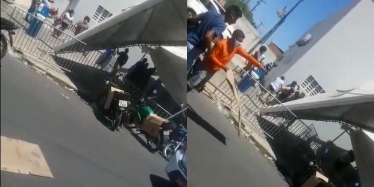 Flagra da tenda caída na CEF da Avenida Joaquim Nelson em Teresina