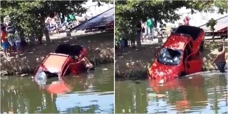 Carro foi retirado da lagoa