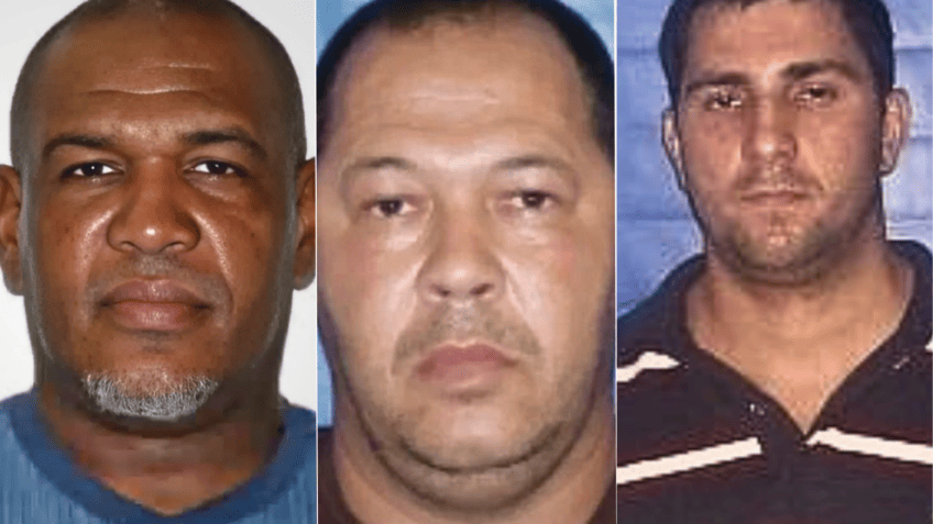 Na imagem, Macalé, morto em Bangu em 2021; Hélio de Paula, o Senhor das Armas, assasinado este ano; e o miliciano Adriano da Nóbrega, morto em 2020