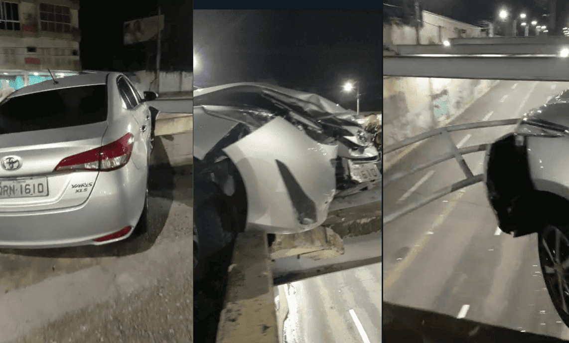 Motorista perde o controle, invade viaduto da Higino Cunha e por pouco não cai