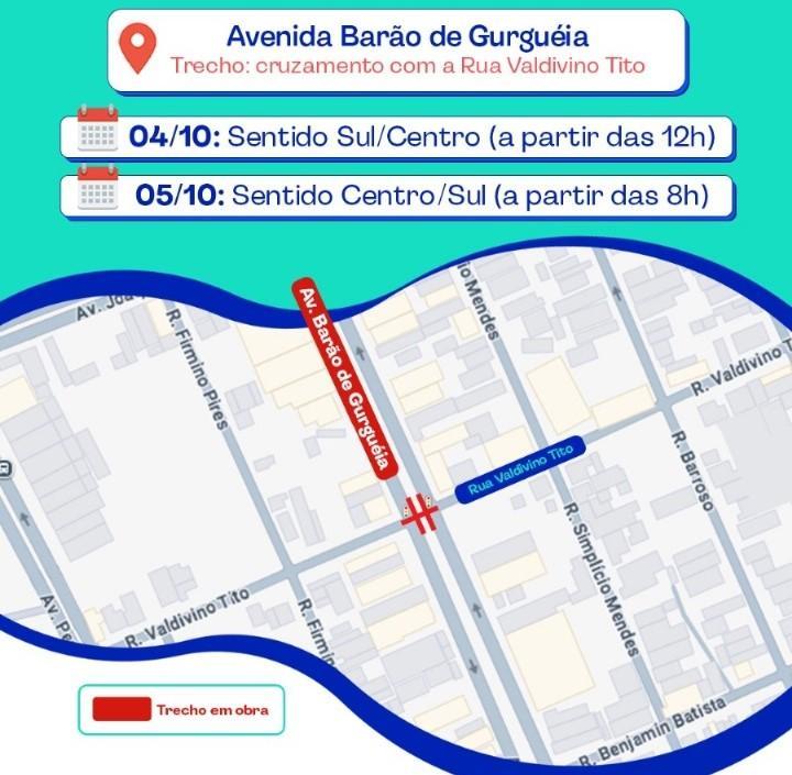 Confira os trechos que estarão interditados neste sábado (4) e domingo (5) na zona Sul de Teresina