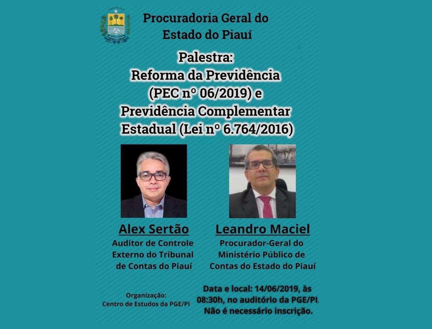Cartaz da palestra na PGE