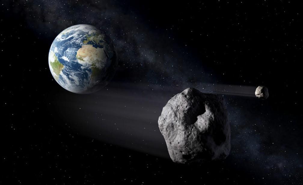 Representação artística de asteroide potencialmente perigosos