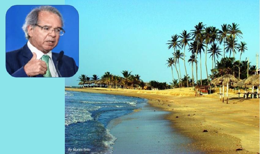 Paulo Guedes e praia no Piauí