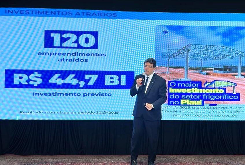 Rafael Fonteles durante divulgação dos resultados do desenvolvimento econômico alcançado pelo Piauí em 2025