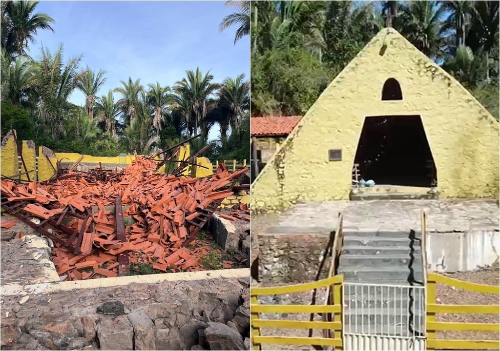Chuva forte destrói igreja em cidade do Piauí e detalhe chama atenção dos fiéis