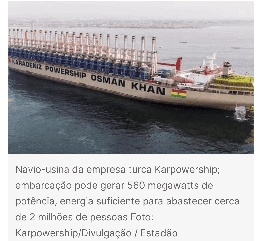 Navio usina termelétrica