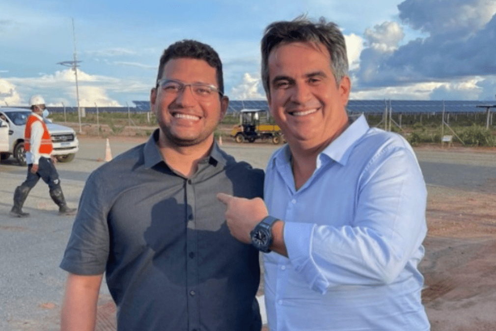 Thales Coelho com Ciro Nogueira no aeroporto de Teresina