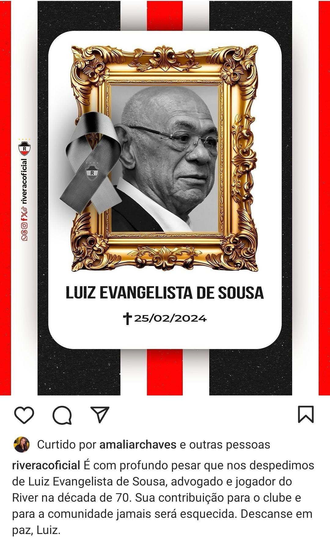 Riverinos lembram a passagem de Luiz Evangelista pelo time do River