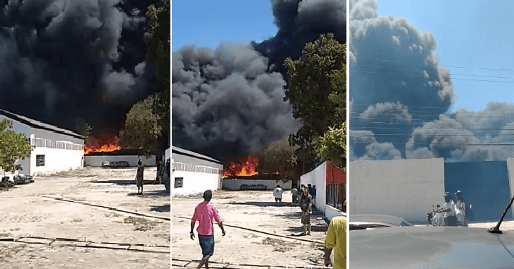 Fábrica de borracha pega fogo no Distrito Industrial