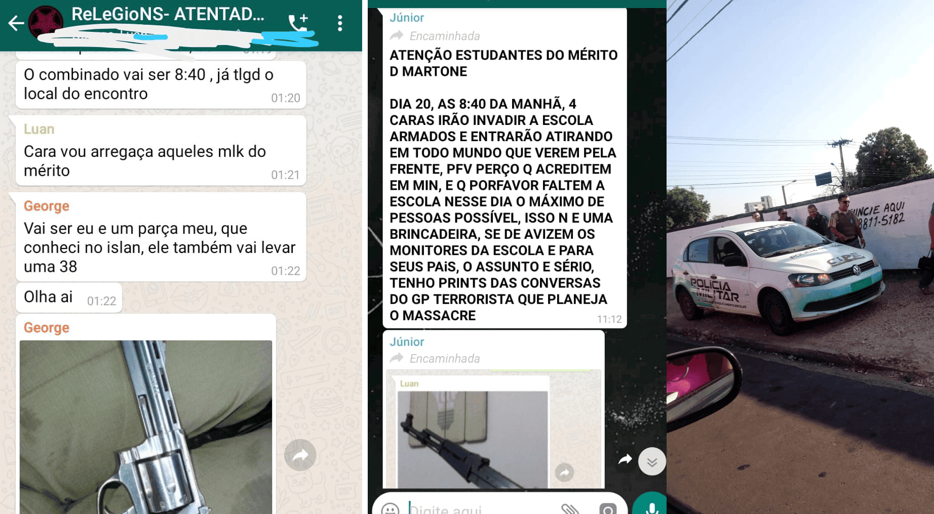 Polícia é acionada após ameaça de atentado em escola