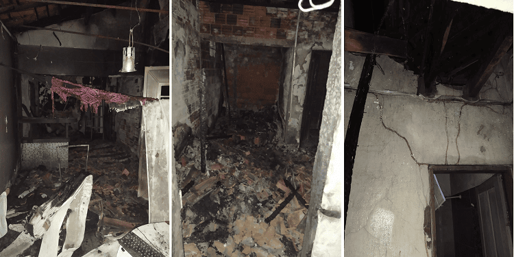 A casa da família ficou totalmente destruída