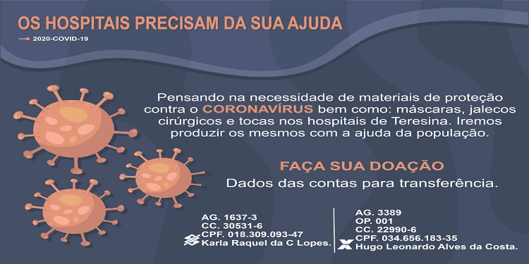 Campanha busca arrecadar dinheiro para confecção de material usado no combate ao coronavírus