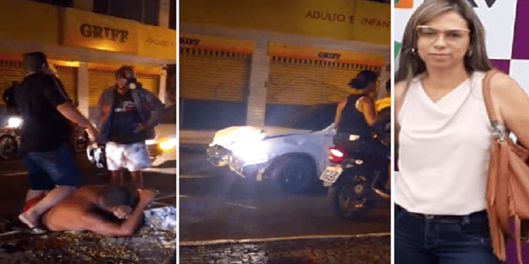 Motorista que provocou o acidente foi contido por populares. À direita está a vítima
