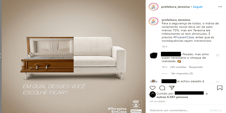 Campanha da Prefeitura de Teresina sobre o isolamento social