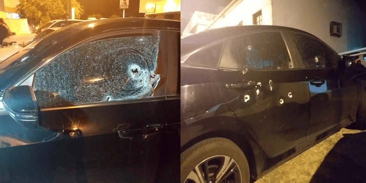 Criminosos atiram várias vezes em carro de delegado