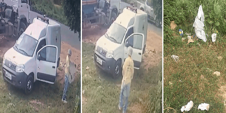 Homem descarta EPI em local inadequado e preocupa moradores do Redenção