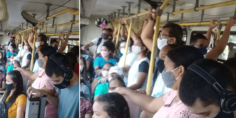 Passageiros sofrem com aglomeração e risco de contrair coronavírus em Teresina