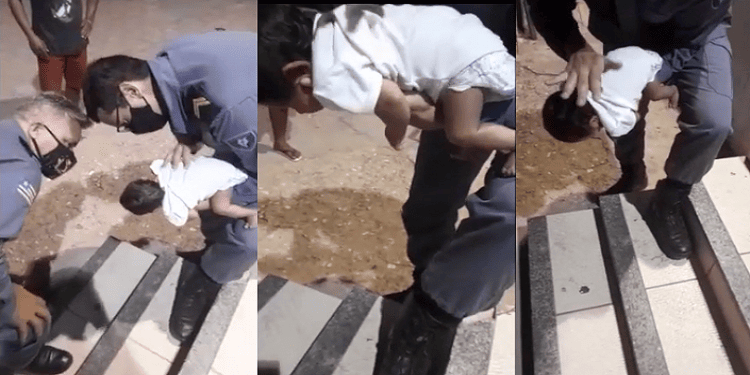 Policiais salvam bebê engasgado com leite materno