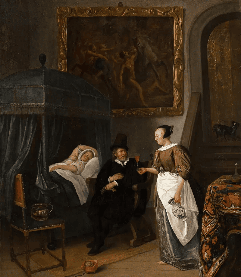 Obra 'A Visita do Médico', de Jan Steen (1668-1670); muitos artistas retrataram a clorose