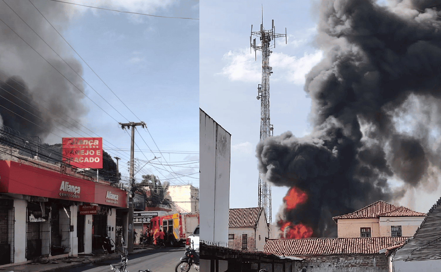 Loja Aliança Confecções fica destruída em incêndio