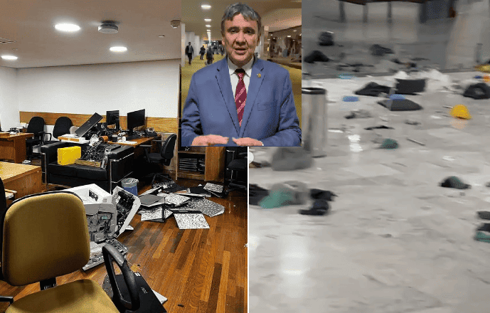 Wellington Dias mostra estragos causados por golpistas em Brasília