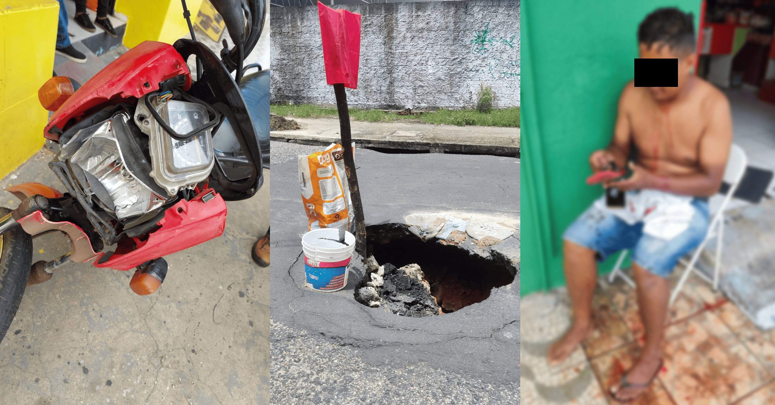 Motociclista fica ferido ao cair em buraco no Mocambinho
