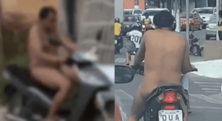 O homem nu foi filmado por diversos moradores