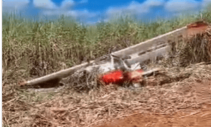 Avião monomotor ficou parcialmente destruído