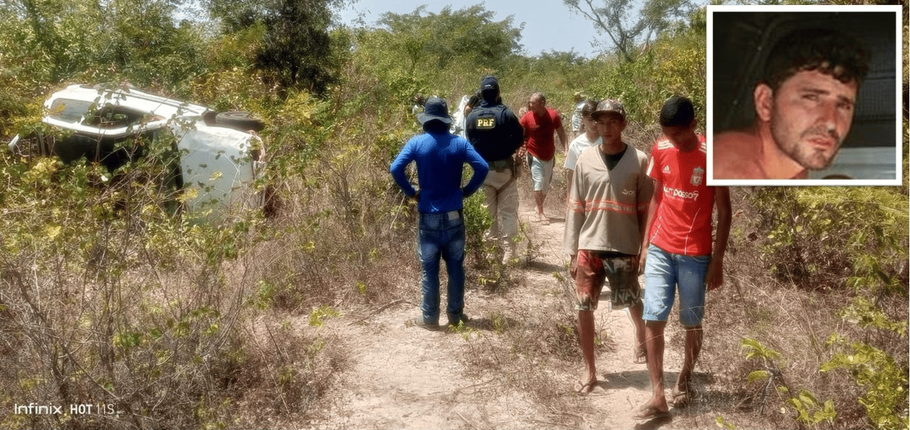 Polícia Rodoviária Federal e curiosos no local do acidente