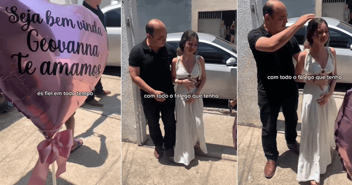 Gabriella sendo recebida pela família