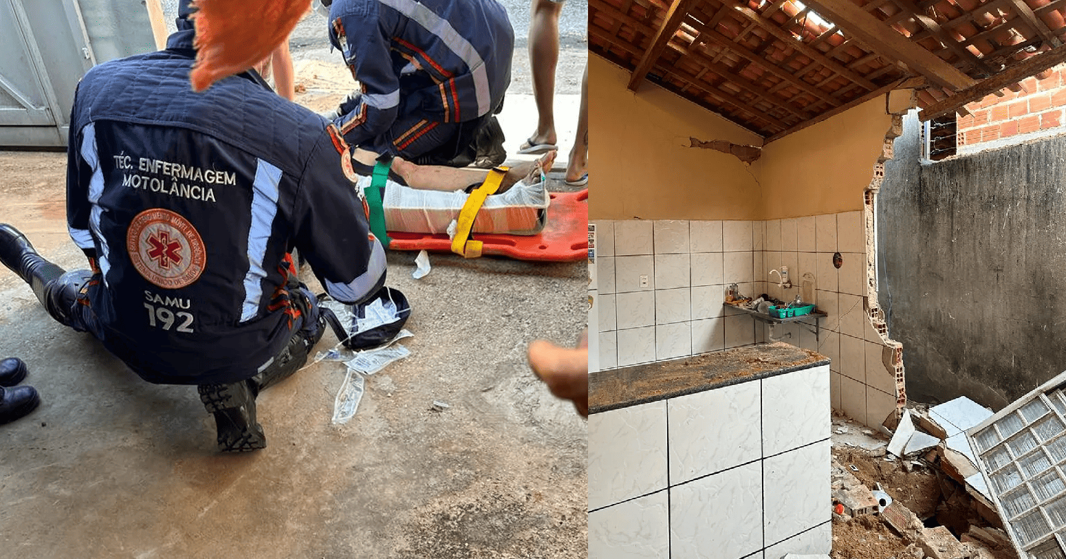 Resgate da vítima após o acidente