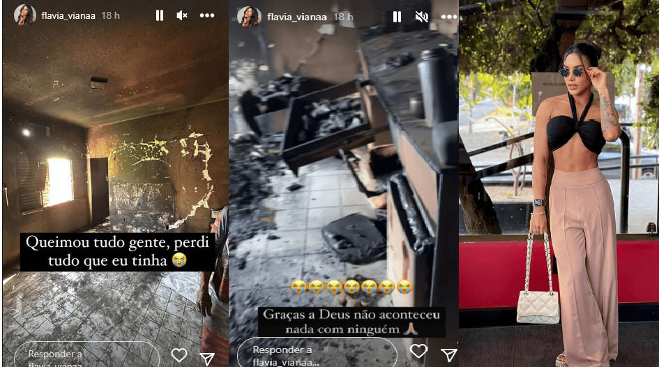 Blogueira Flávia Viana relatou o incêndio em suas redes sociais