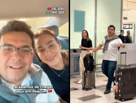Rafael Fonteles e a esposa Isabel em Pequim