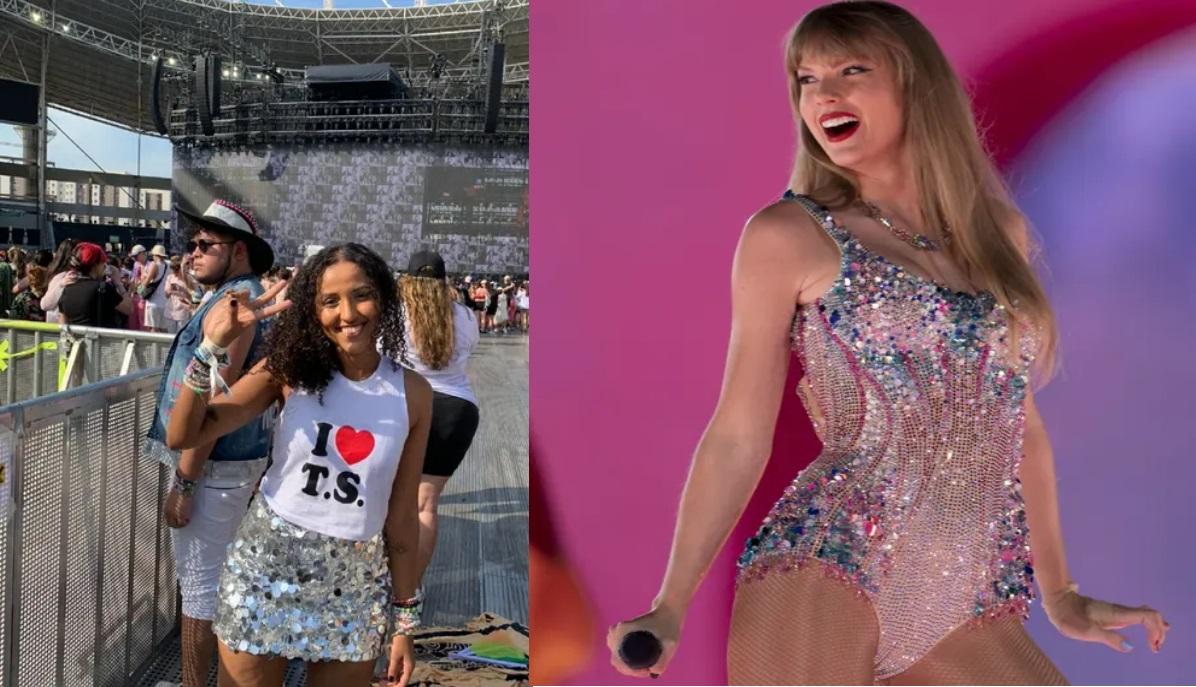 Ana Clara Benevides Machado à esquerda e Taylor Swift à direita