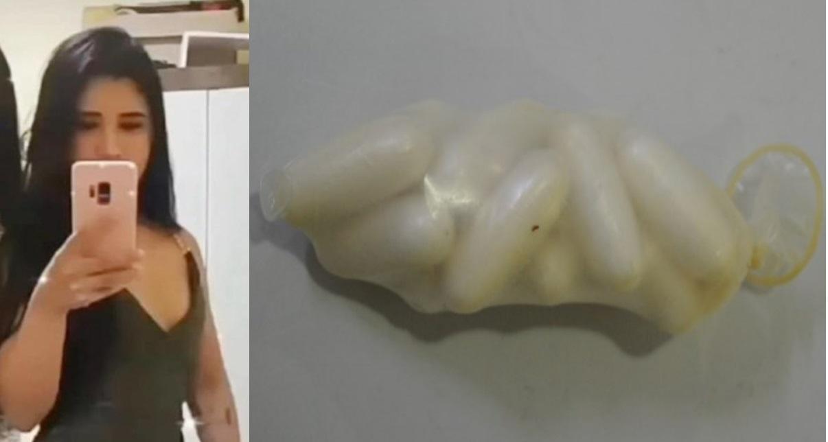 A piauiense colocou as capsulas de droga dentro de uma camisinha