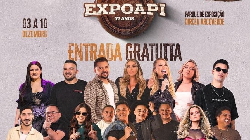 Atrações musicais da Expoapi 2023