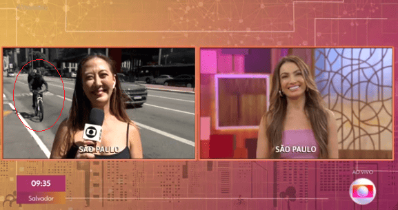 Repórter Juliane Massaoka havia acabado de entrar ao vivo quando um ciclista tentou roubar seu celular