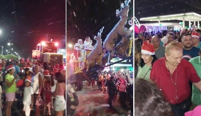 Decoração de Natal em Parnaíba tem até neve e leva multid