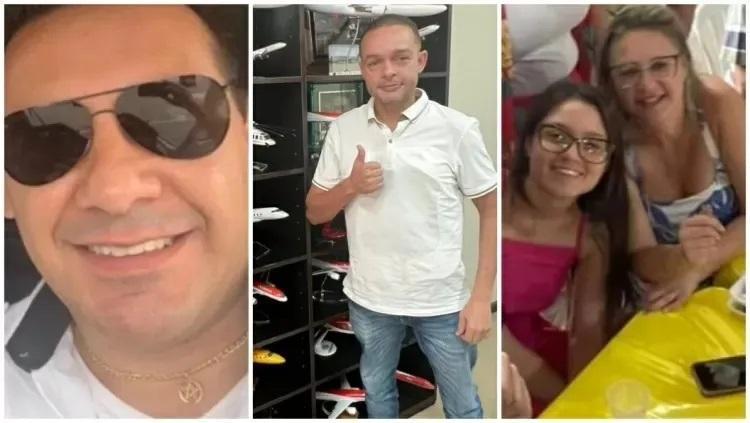 Piloto Cassiano Teodoro e os passageiros Raphael Torres. Luciana Rodzewics e Letícia Ayumi