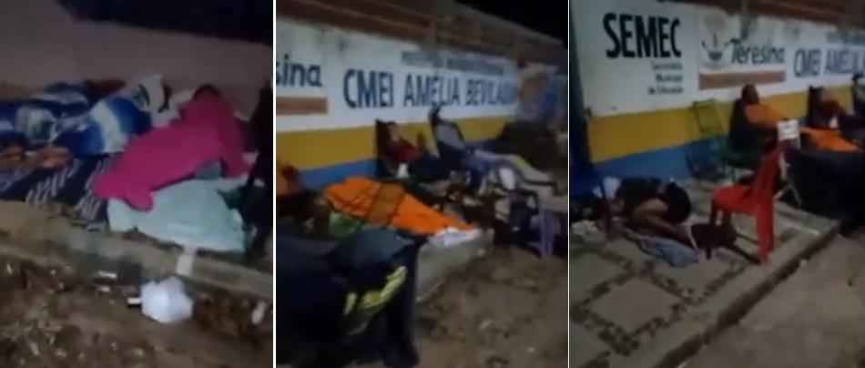 Mães dormem em calçada de escola na Santa Maria da Codipi