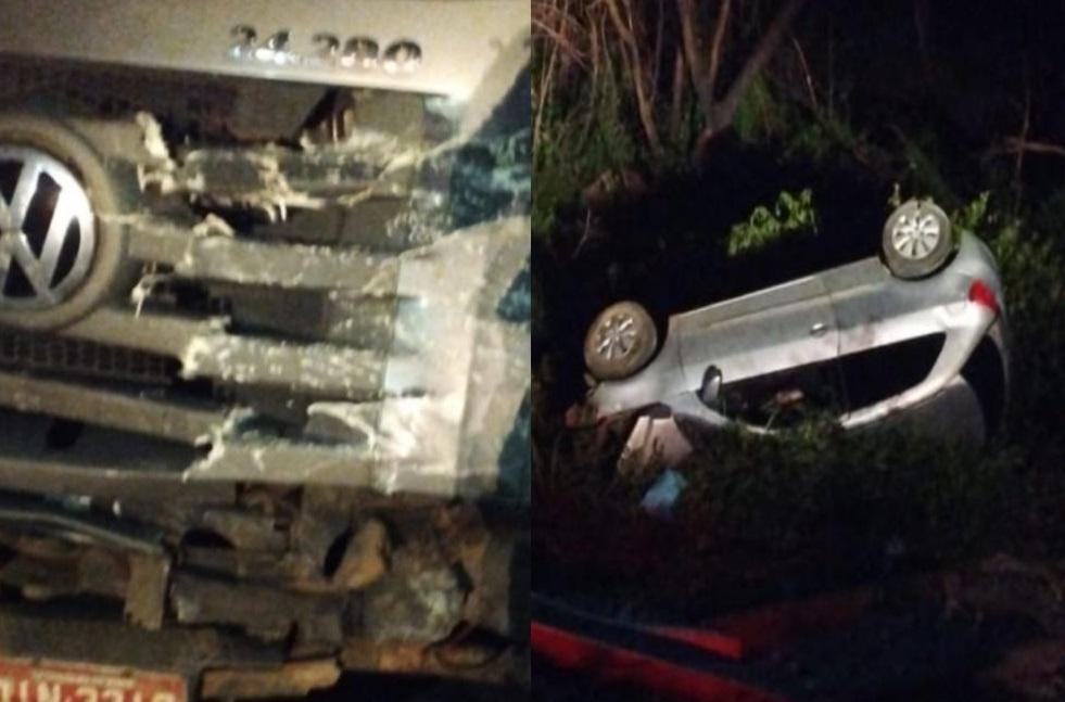 Os ocupantes do carro foram arremessados do veículo