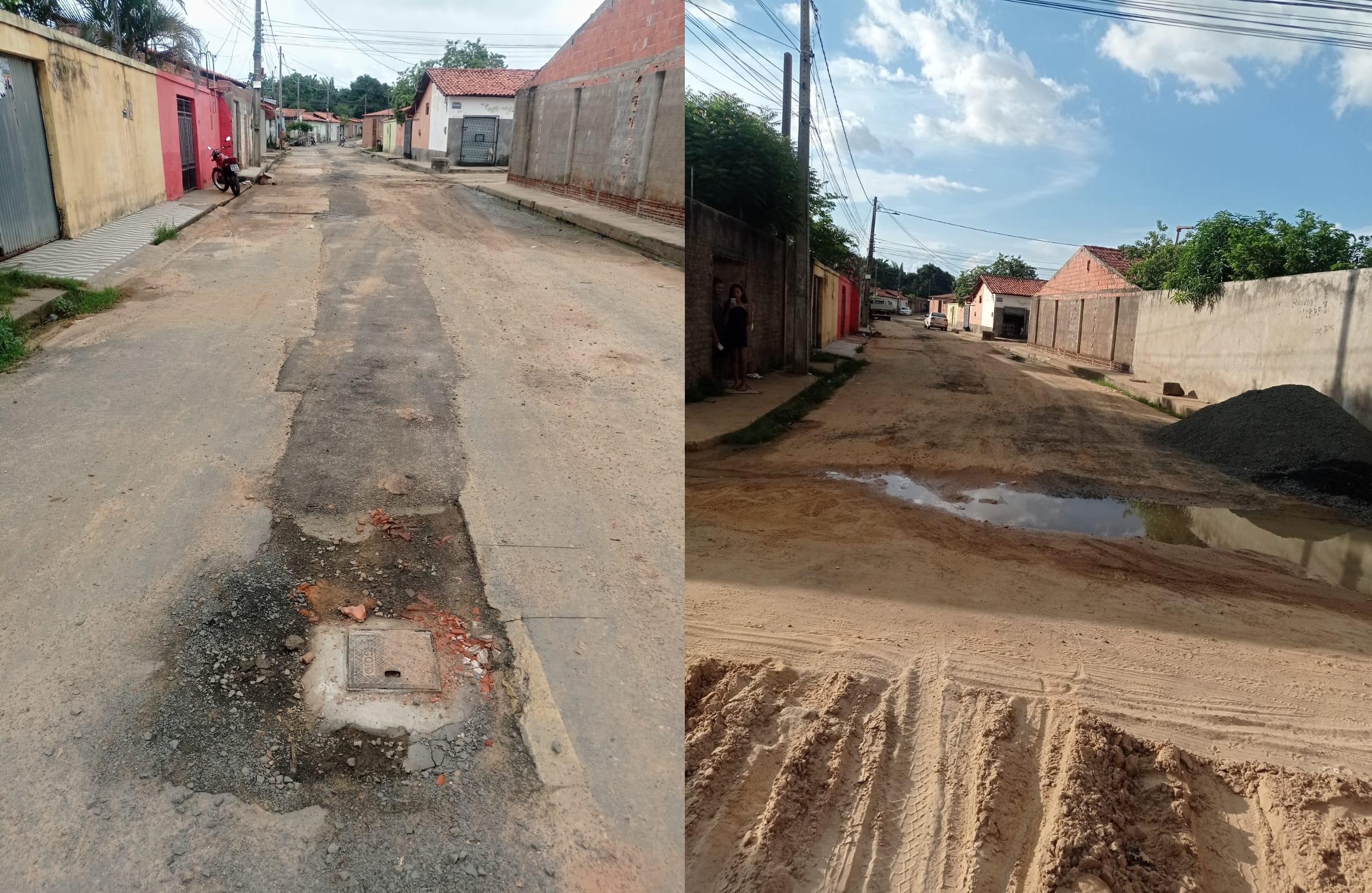 Moradores do bairro São Francisco Norte que a Águas de Teresina deixou as ruas intrafegáveis