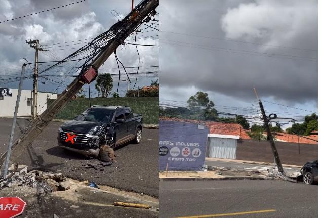 Mulher passou mal ao volante e acabou colidindo contra o poste
