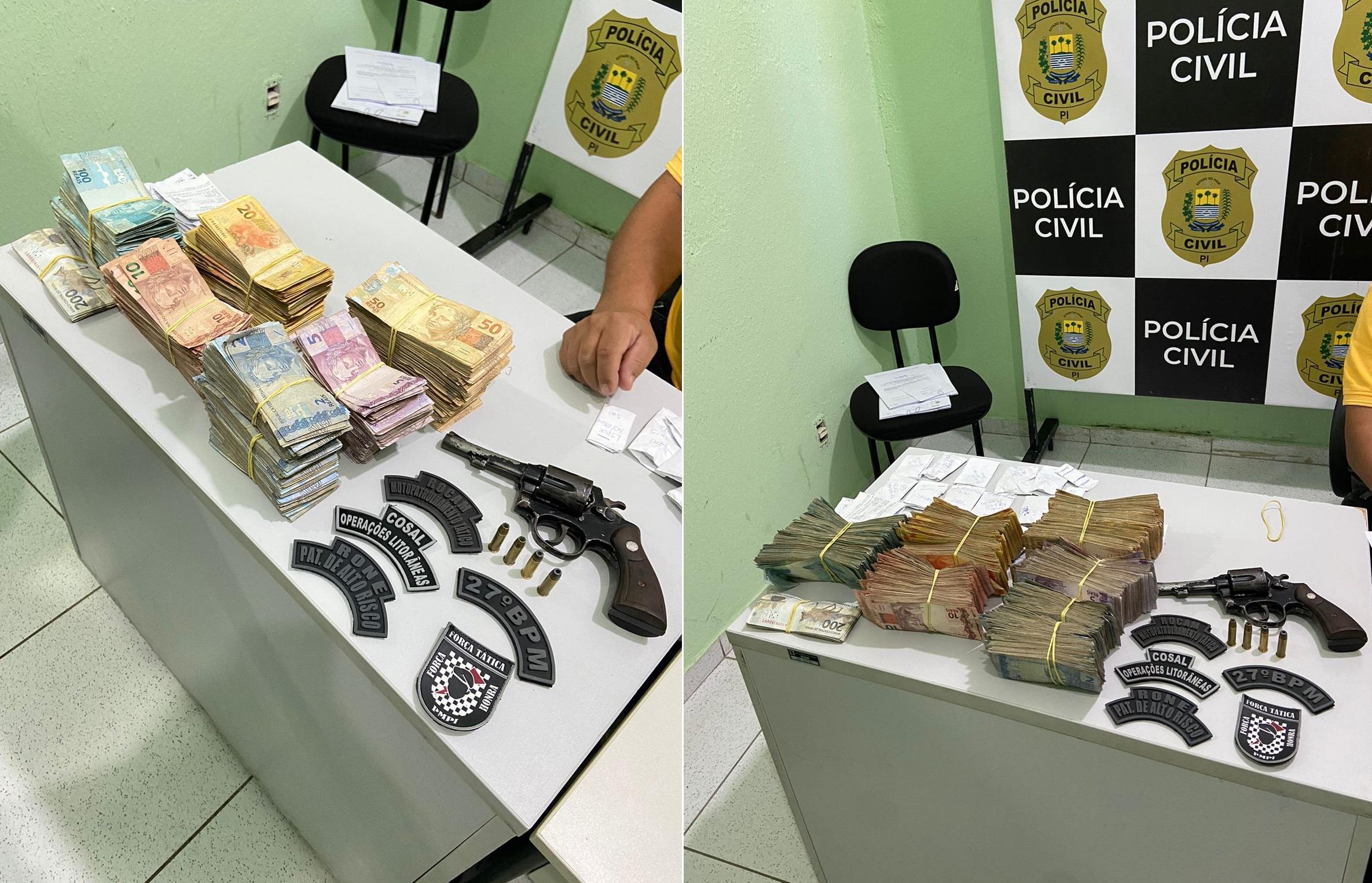 Dinheiro recuperado pela polícia