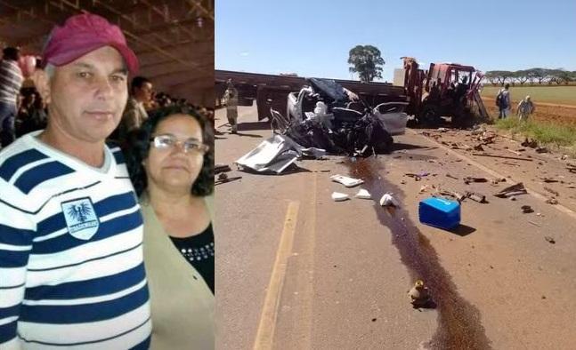 O carro do casal colidiu com o caminhão em Planaltina, no Distrito Federal